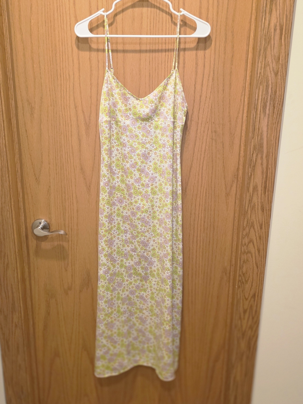 Floral Slip Maxi Dress in Light Yellow and Lilac